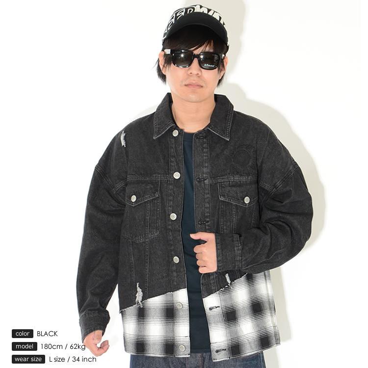 MISHKA（ミシカ） デニムジャケット チェック柄切り替え 同色キープ 