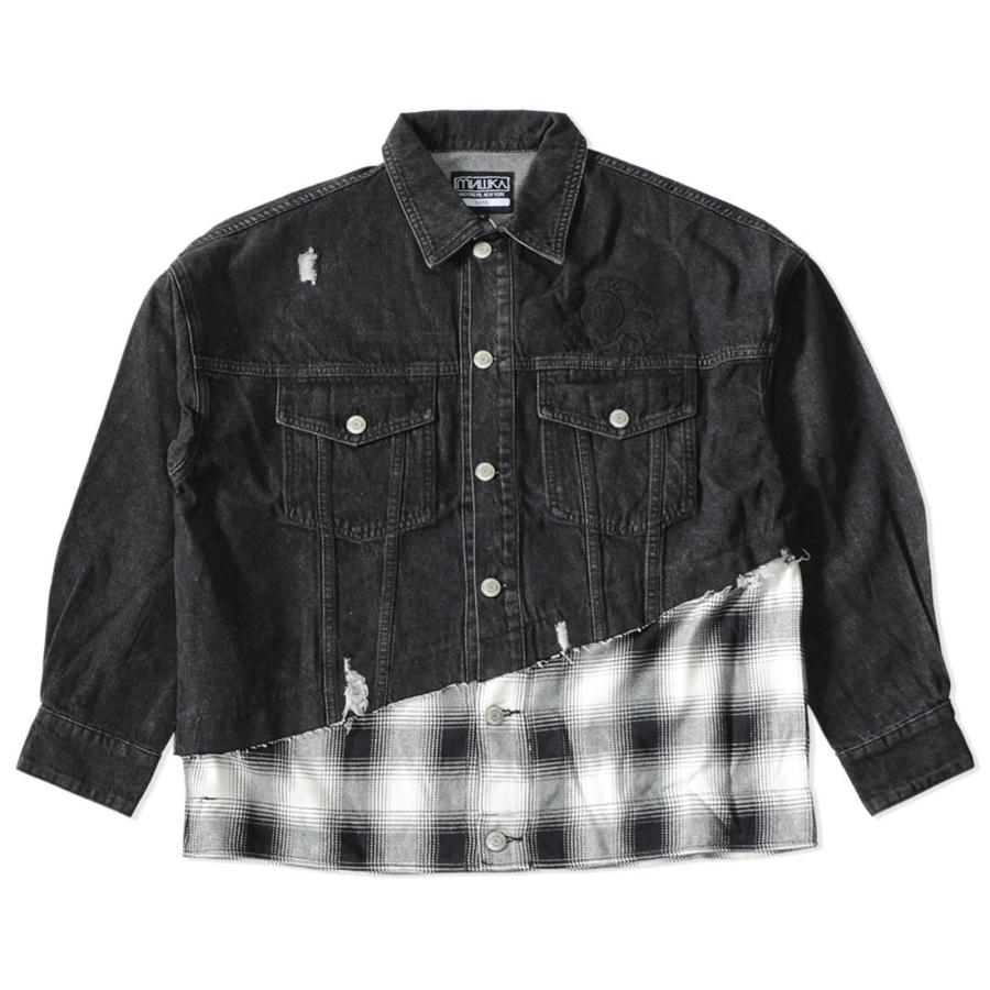 MISHKA ミシカ デニムジャケット チェック柄切り替え 同色キープ 