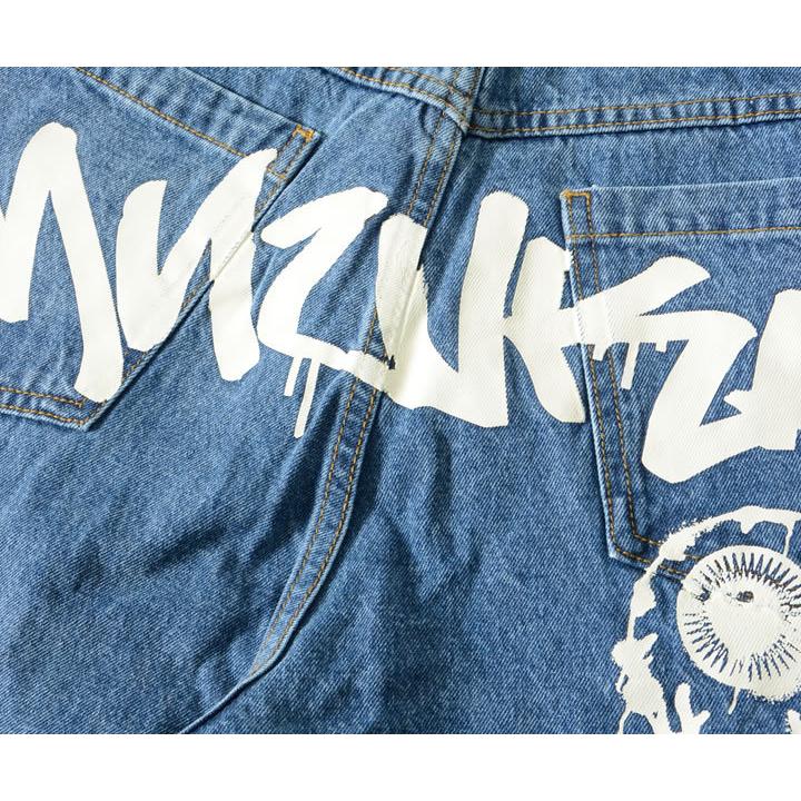 MISHKA（ミシカ） デニムパンツ ストレート ペイント バックロゴ