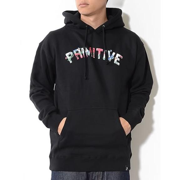 PRIMITIVE プリミティブ スウェットパーカー アーチロゴ フラワー