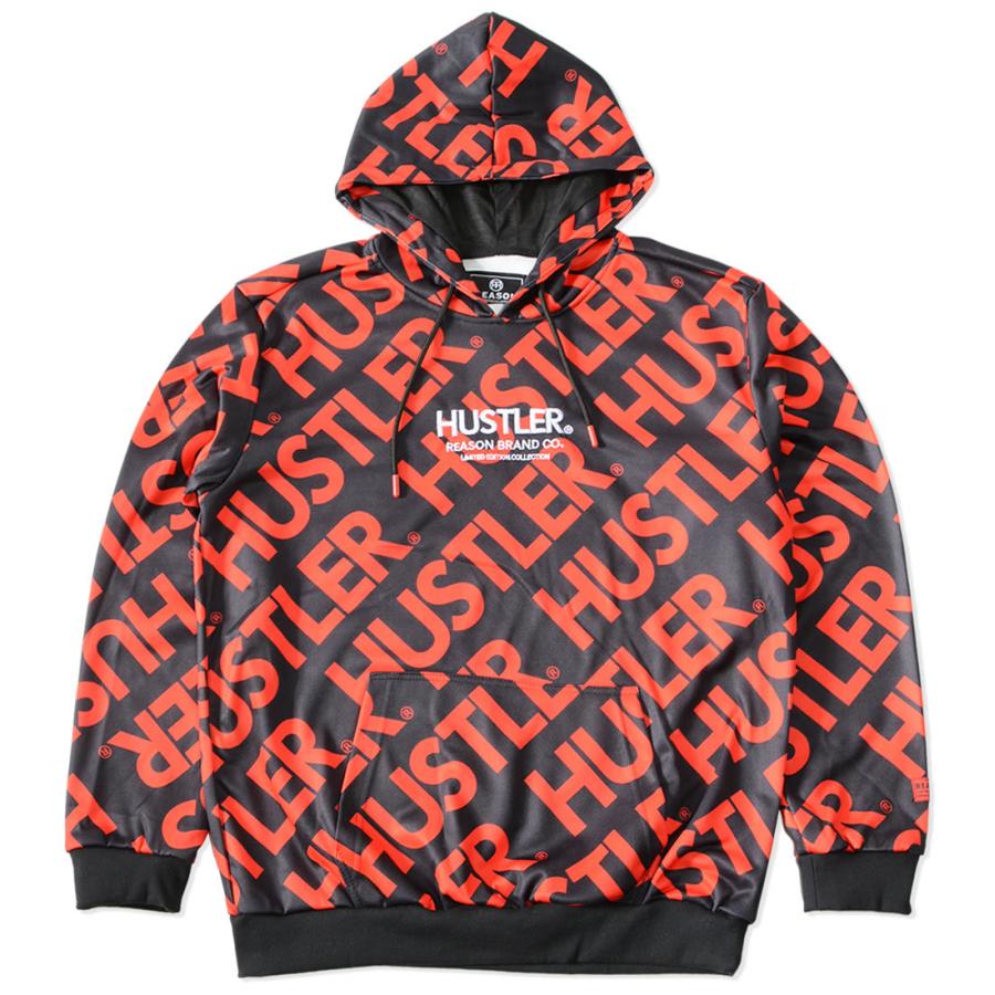 REASON リーズン スウェットパーカー HUSTLER コラボ 総柄ロゴプリント