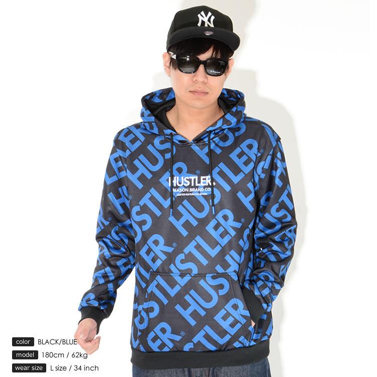 REASON リーズン スウェットパーカー HUSTLER コラボ 総柄ロゴプリント