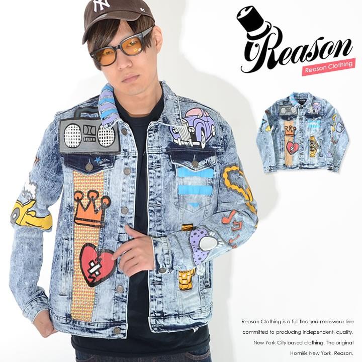 Reason リーズン デニムジャケット マルチペイントイラスト バックスカル U1 0 セール Reason0965 Clever Heads クレバーヘッズ 通販 Yahoo ショッピング