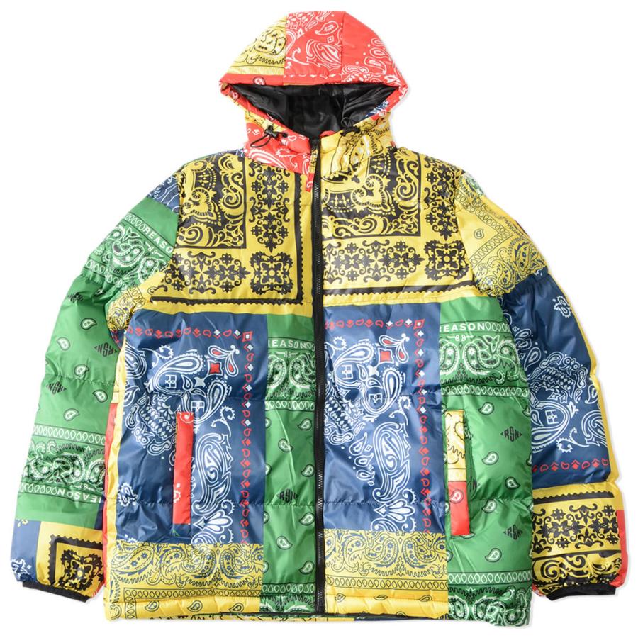 REASON リーズン 中綿ジャケット フーディ 総柄 マルチバンダナ パッチワークプリント (W1-25) セール |  | 01