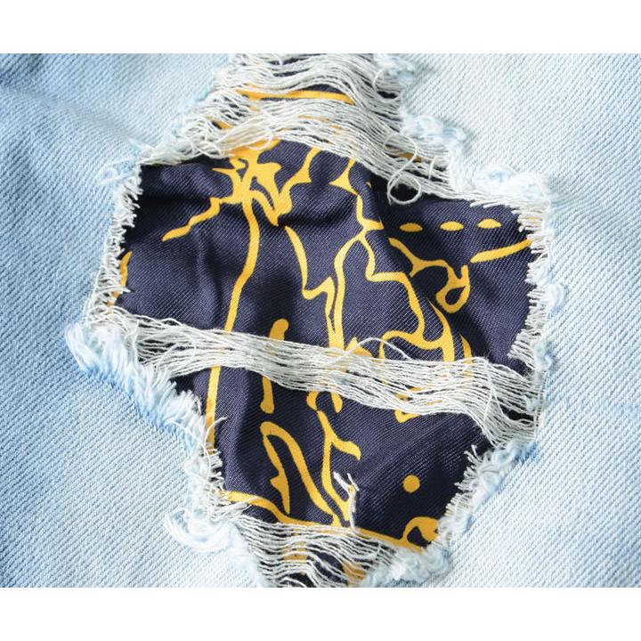 REASON リーズン デニムパンツ ストライプ柄ポケット 切り替えステッチ