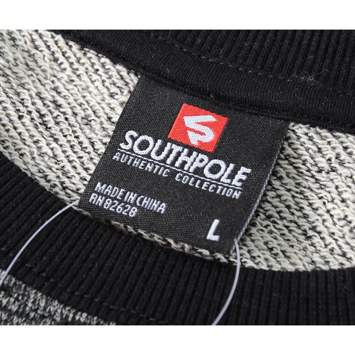 SOUTH POLE ブラック スウェット ロゴスウェット SOUTH POLE SOUTHPOLE サウスポール クルースウェット 杢柄