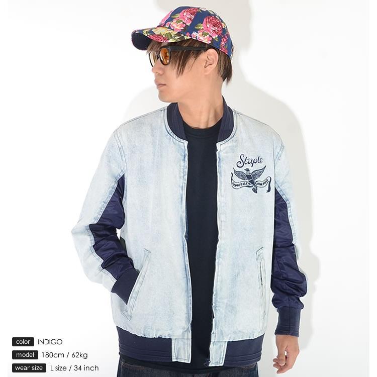 staple（ステイプル） デニムボンバージャケット アーム切替 バック