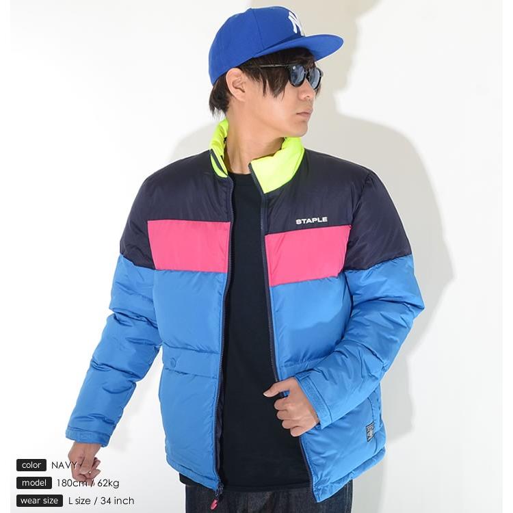 STAPLE ステイプル 中綿ジャケット マルチカラー切替 胸ネームロゴ  
