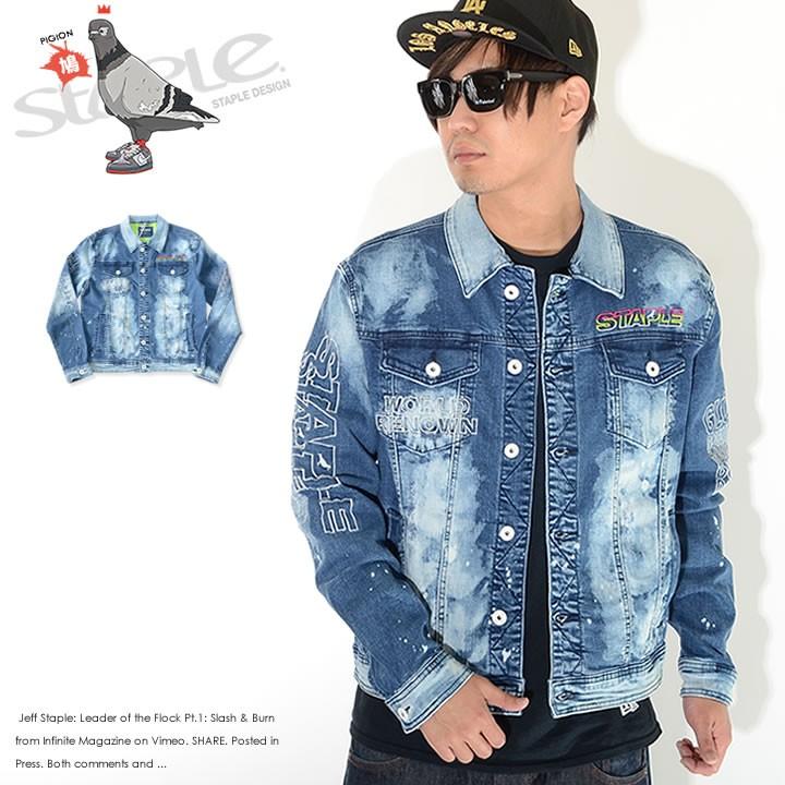 staple（ステイプル） デニムジャケット ブリーチ ネームロゴ&マルチ