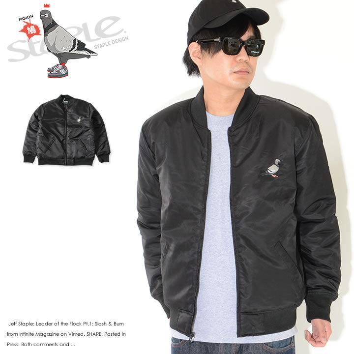 staple（ステイプル） ボンバージャケット 中綿 ワンポイント ピジョン