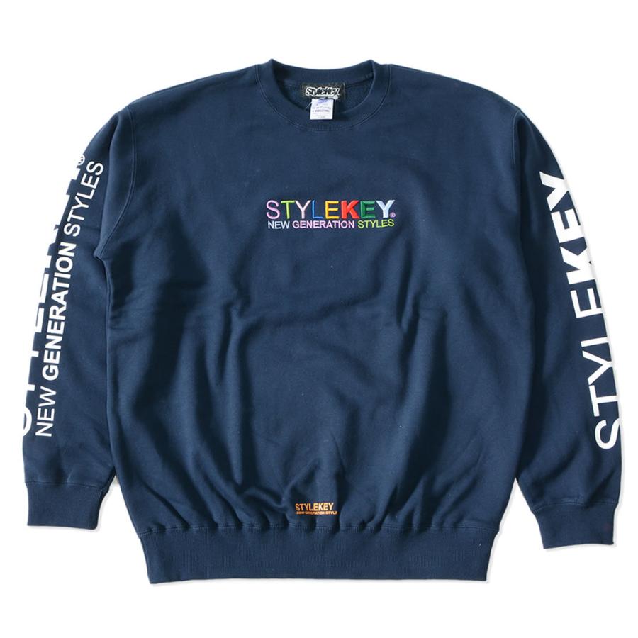 STYLEKEY スタイルキー クルースウェット マルチカラーロゴ刺繍 袖プリント セール | StyleKey | 01