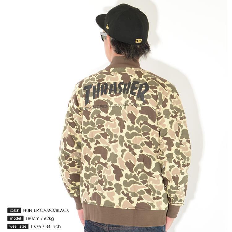 THRASHER（スラッシャー） スウェットスタジャン 総柄 迷彩 左胸 
