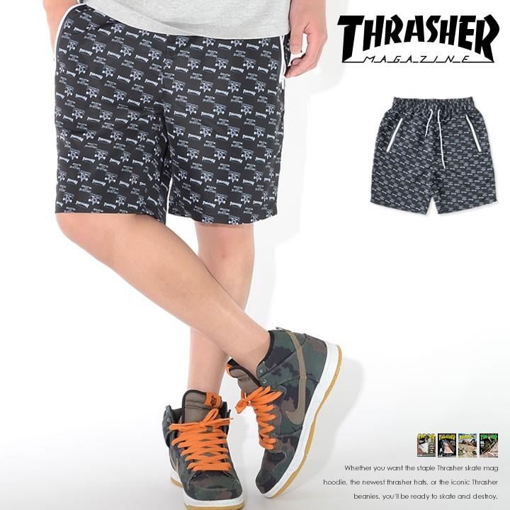 THRASHER スラッシャー ハーフパンツ ショートパンツ 総柄 スケートゴート ジップポケット (TH6044) セール | THRASHER