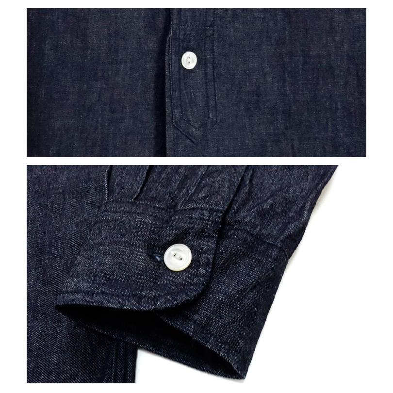 FOBファクトリー [F3470]長袖 デニム バンドカラー シャツ DENIM BAND COLLAR SHIRT 日本製｜cleverwebshop｜08