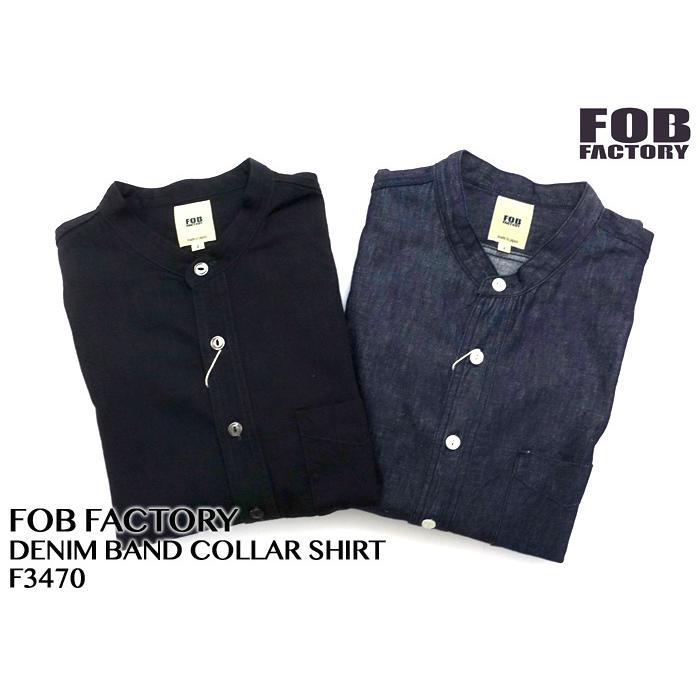 美品 FOBファクトリー F3470 6oz デニム バンドカラー シャツ M FOB FACTORY FOBファクトリー デニムバンドカラーシャツ 日本製