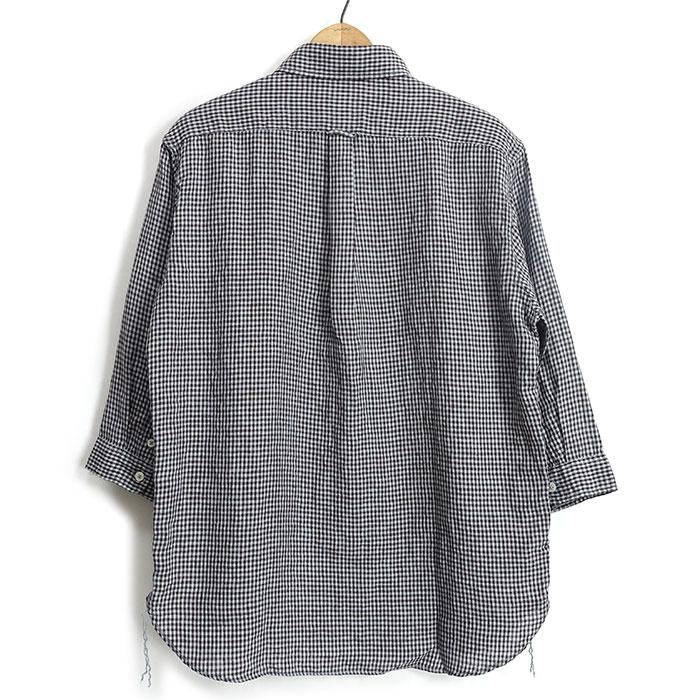 フェローズ Pherrow's [24S-P7BD2] 7分袖 フレンチリネン ギンガムチェック BDシャツ French linen BD shirt｜cleverwebshop｜07