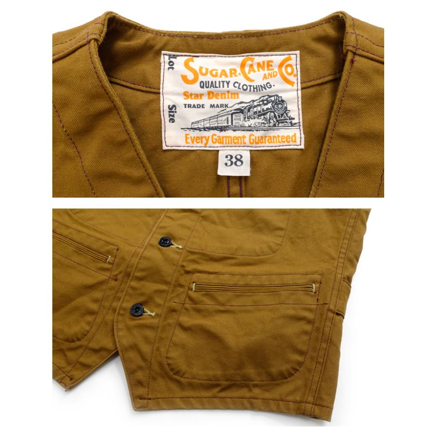 シュガーケーン SUGARCANE [SC14375] 13oz.ブラウンダック ワークベスト BROWN DUCK WORK VEST｜cleverwebshop｜07