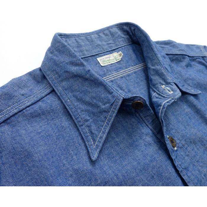 WAREHOUSE（ウエアハウス） [3036] 長袖 シャンブレー エルボーパッチ