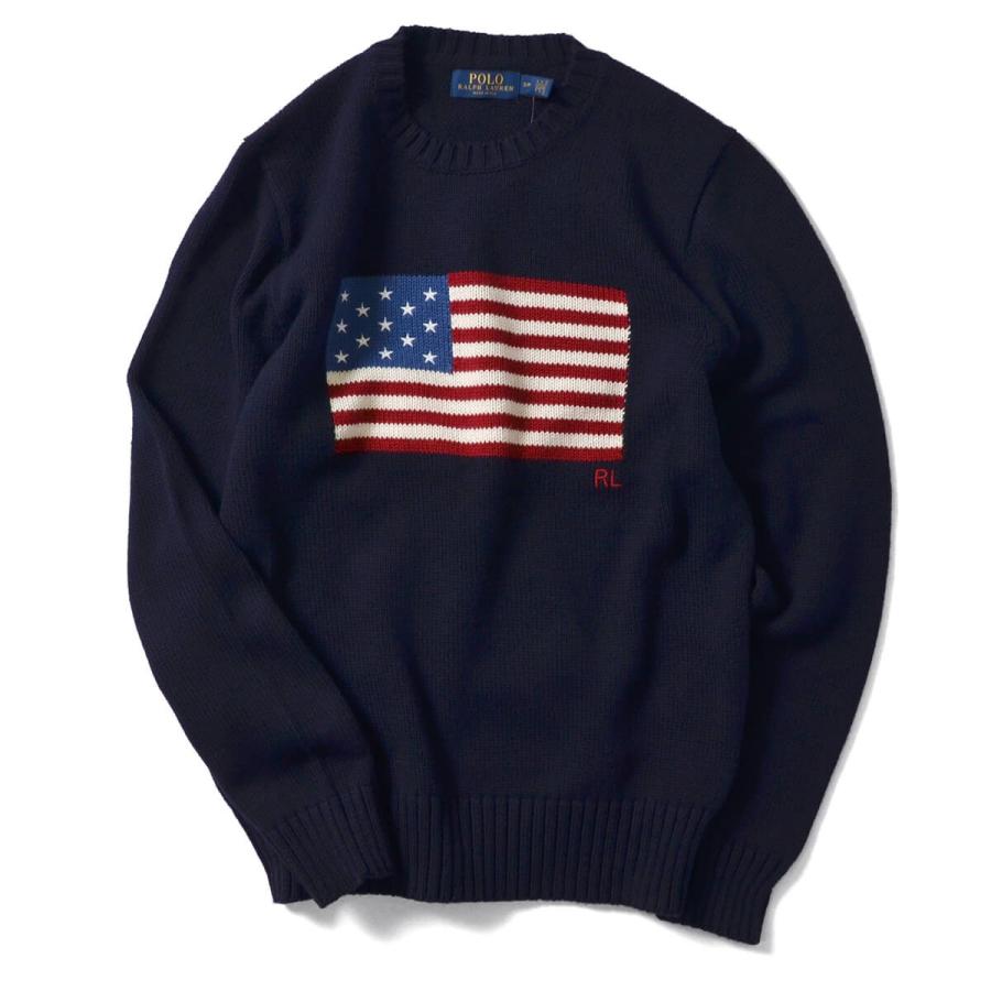 ポロ ラルフローレン Polo Ralph Lauren セーター メンズ ストリート Made In Usa Flag Crew Navy ネイビー Click 通販 Yahoo ショッピング