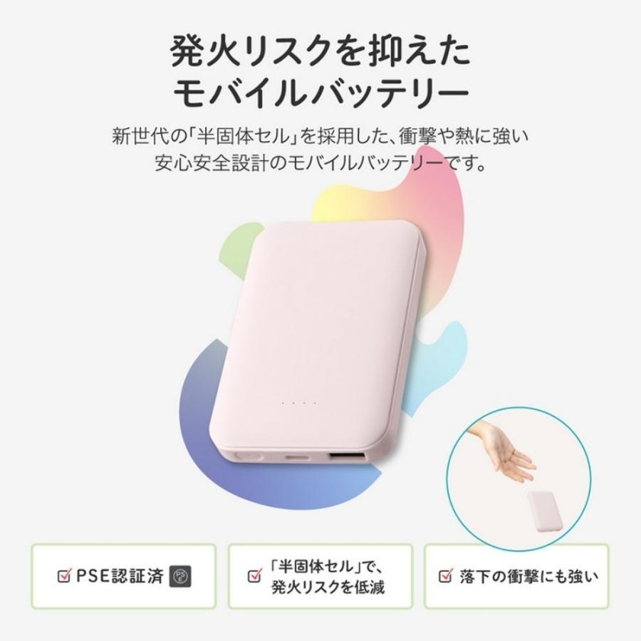 安全性の高い 燃えない モバイルバッテリー 半固体電池 5000mAh PSE