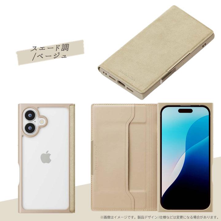 iPhone16用 クリアフリップケース 手帳型ケース 背面クリア PU