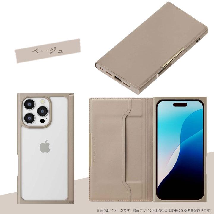 iPhone16Pro用 クリアフリップケース 手帳型ケース 背面クリア PUレザー カードポケット ブラック ベージュ ブルー ピンク ターコイズ メール便送料無料 |  | 03