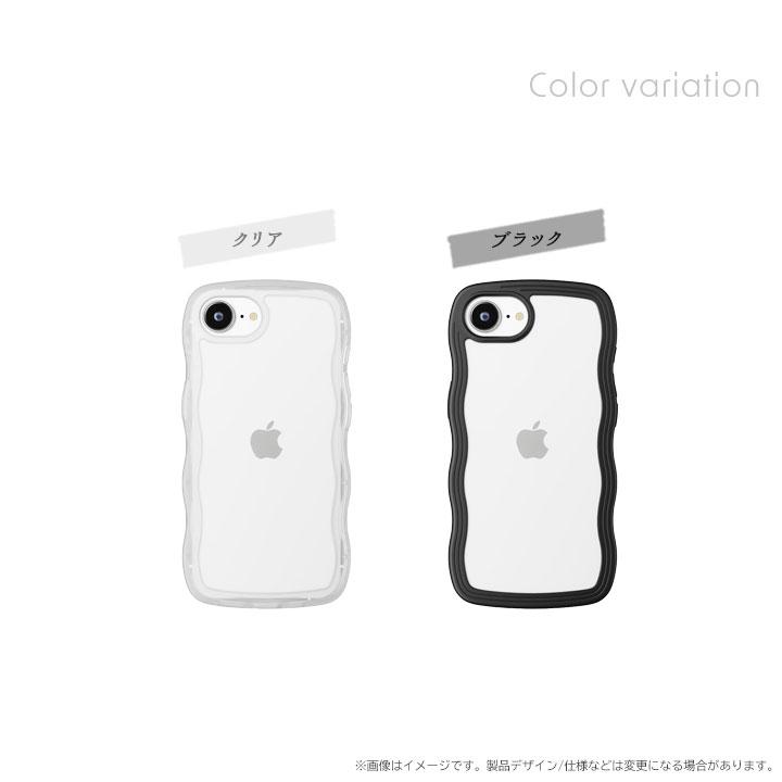 iPhone16e 6.1インチ用 ウェーブケース クリア ブラック メール便送料