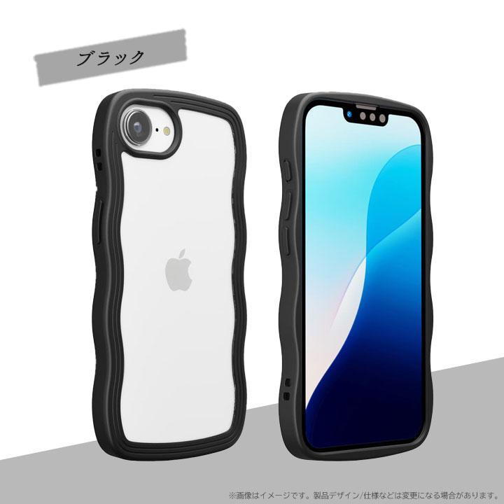 iPhone17e/16e 6.1インチ用 ウェーブケース クリア ブラック メール便