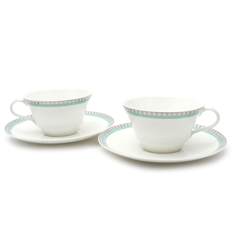 ティファニー プラチナブルーバンド カップ&ソーサー マグ 2個セット ペア TIFFANY & CO. 食器 グラス カトラリー