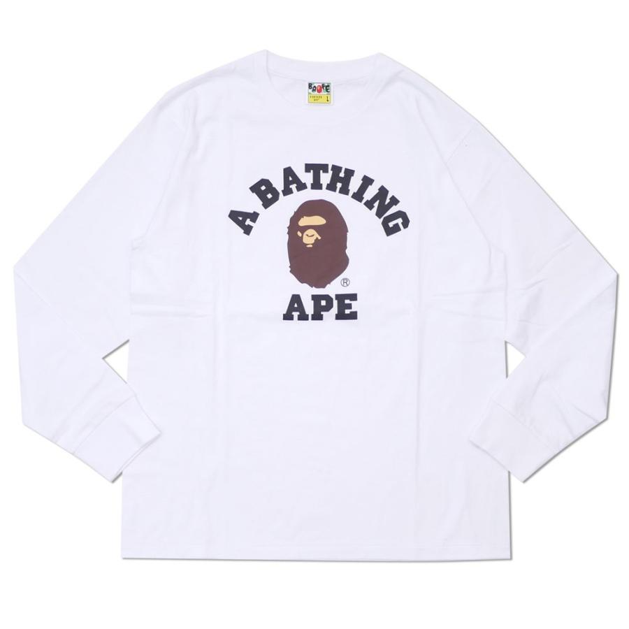 A BATHING APE (エイプ) COLLEGE L/S TEE (長袖Tシャツ) WHITE 1D75 