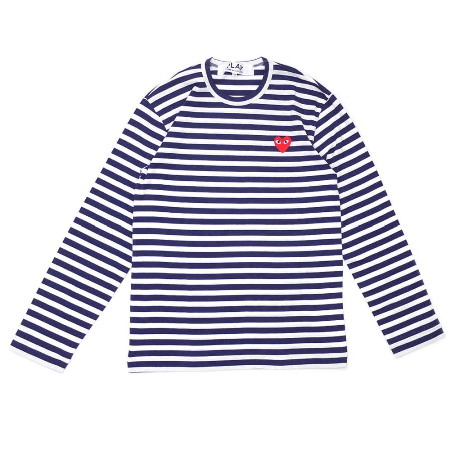 プレイ コムデギャルソン PLAY COMME des GARCONS MENS BORDER RED HEART LS TEE 長袖Tシャツ WHITExNAVY ホワイト メンズ 新品 202000229049 TOPS｜cliffedge｜02