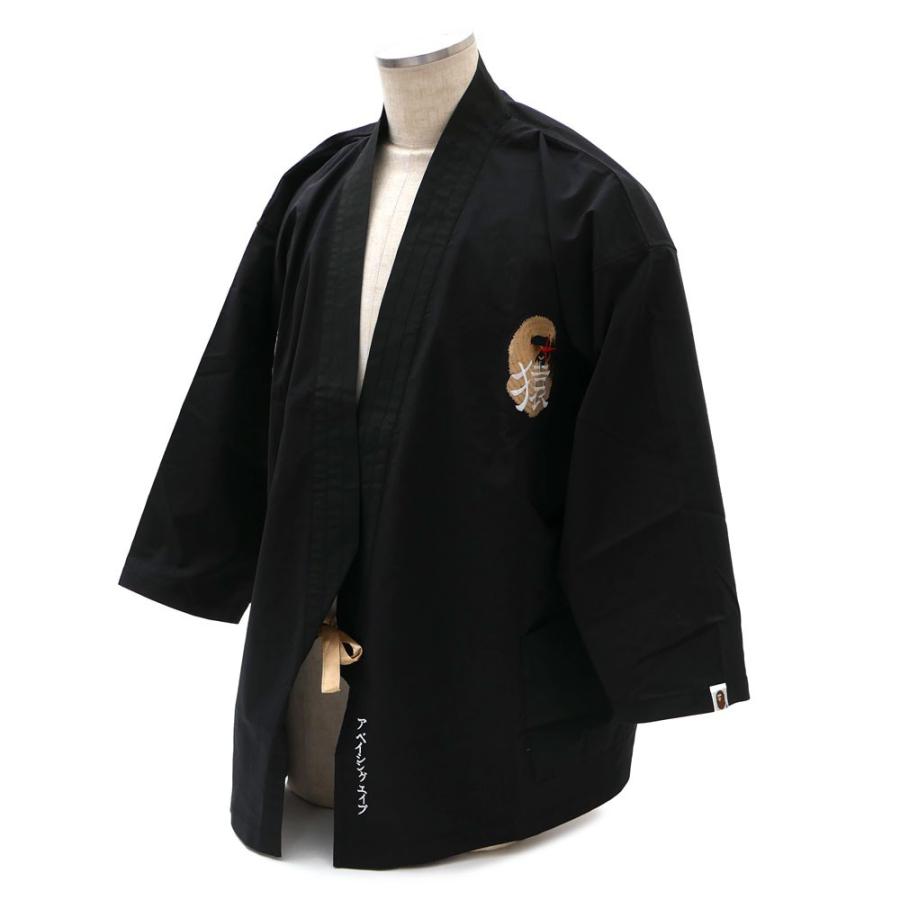 激レア アベイシングエイプ kimono shirt 羽織 刺繍 ブラック美品 A BATHING APE 新品 エイプ NINJA KIMONO SHIRT シャツ 羽織