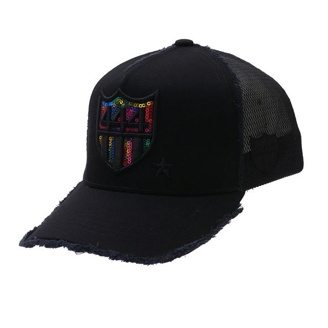 ヨシノリコタケ 伊勢丹 限定 黒 ブラック スパンコール 444 キャップ ヨシノリコタケ 帽子 444 ブラックエナメルヘビ柄3D刺繍キャップ