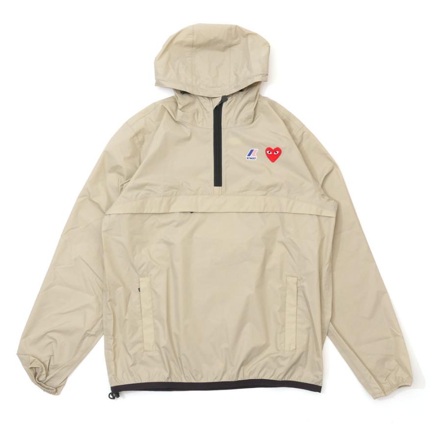 新品 プレイ コムデギャルソン PLAY COMME des GARCONS x ケーウェイ K-WAY PACKABLE HALF ZIP JACKET ジャケット BEIGE ベージュ 212001054056 OUTER｜cliffedge｜02