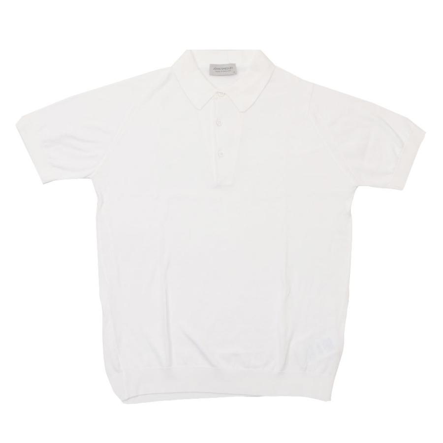 JOHN SMEDLEY ホワイト ニットポロシャツ S ニットポロシャツ ジョンスメドレー モダンフィット シー