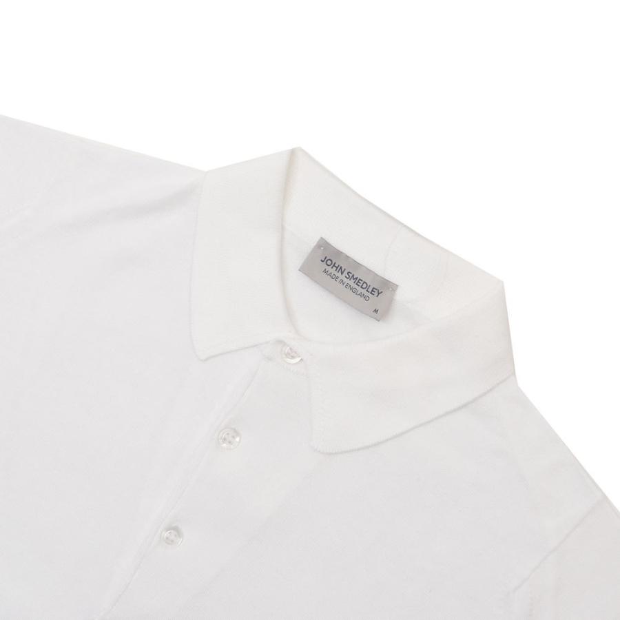 JOHN SMEDLEY ホワイト ニットポロシャツ S ニットポロシャツ ジョンスメドレー モダンフィット シー