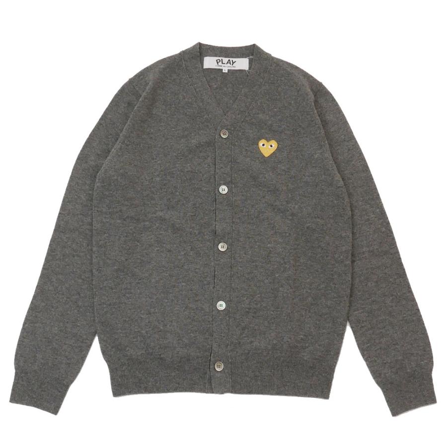 新品 プレイ コムデギャルソン PLAY COMME des GARCONS MENS GOLD HEART WOOL CARDIGAN カーディガン GRAY グレー 灰色 231000369152 TOPS｜cliffedge｜02