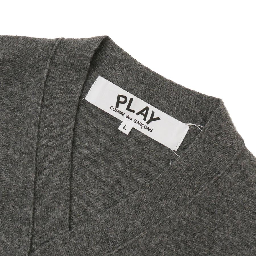 新品 プレイ コムデギャルソン PLAY COMME des GARCONS MENS GOLD HEART WOOL CARDIGAN カーディガン GRAY グレー 灰色 231000369152 TOPS｜cliffedge｜05