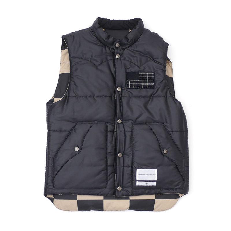 エスブイジー バイ ネイバーフッド SVG BY NEIGHBORHOOD CHECKER/C-VEST チェッカー ダウンベスト  BLACK/BEIGE メンズ サイズ1 【中古】 107001221511 (OUTER)