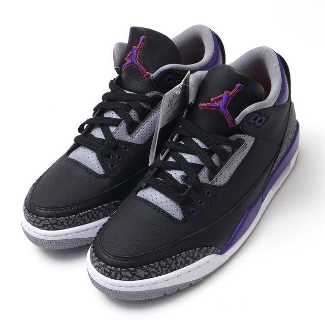 新古品/未使用 ナイキ NIKE AIR JORDAN 3 RETRO エアジョーダン3 BLACK/COURT PURPLE-CEMENT GREY CT8532-050 メンズ 28.0cm 191015956301 (フットウェア)｜cliffedge