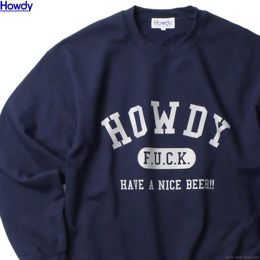 ハウディ Howdy College Crew SW (NAVY) [HDW2301-SW01] メンズ トップス スウェット クルーネック ...