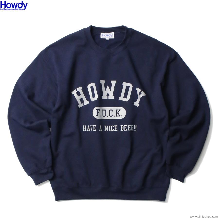 ハウディ Howdy College Crew SW (NAVY) [HDW2301-SW01] メンズ トップス スウェット クルーネック ...