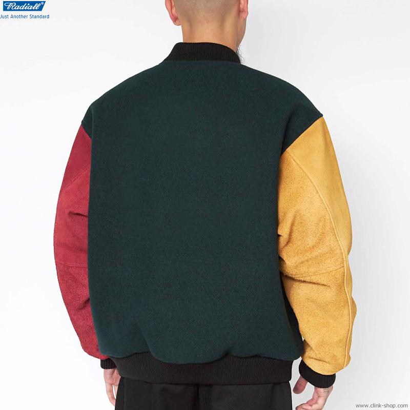 RADIALL ラディアル TRUE DEAL - VARSITY JACKET (FORERST GREEN RADIALL ラディアル TRUE DEAL - VARSITY JACKET (FORERST GREEN