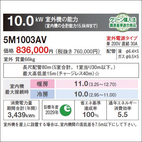 【２点セット】 5M1003AV ダイキンハウジングエアコン システムマルチ 室外機 5室用 室内機の合計能力15.6kWまで ※室内機は別売です 【U3024875717】(106062円)