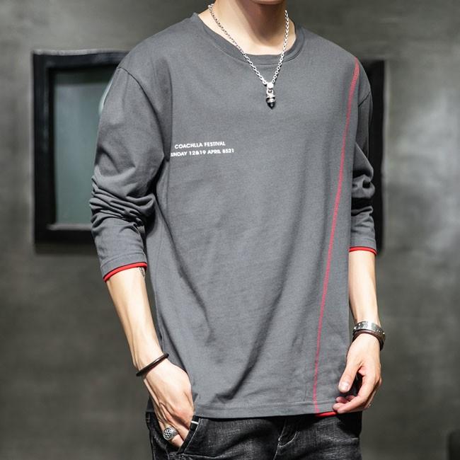 トップス Tシャツ メンズ 長袖 丸首 プリント 長袖tシャツ 秋物 ブラック カーキ 30代40代50代 メンズ スポーツ コットン カットソー 春 秋 冬 メンズ用 4色 Yrct1011 クリップショップ 通販 Yahoo ショッピング