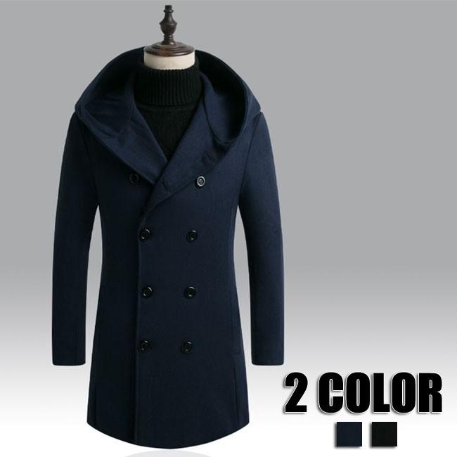 チェスターコート メンズ 無地 アウター ロング フード付き ステンカラーコート ロングコート ビジネス 秋冬 チェスターコート メンズ用 2色 Yrdy1032 クリップショップ 通販 Yahoo ショッピング