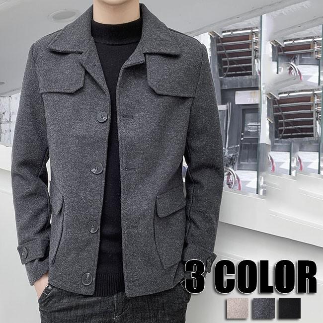 チェスターコート メンズ アウター 大きいサイズ ジャケット カジュアル チェスターコート ブラック グレー カーキ 秋冬 メンズ用 3色 Yrmn1008 クリップショップ 通販 Yahoo ショッピング