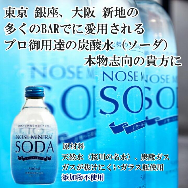 能勢酒造 送料無料 1ケース ノセ ミネラルソーダ 強炭酸水 300ml 24本