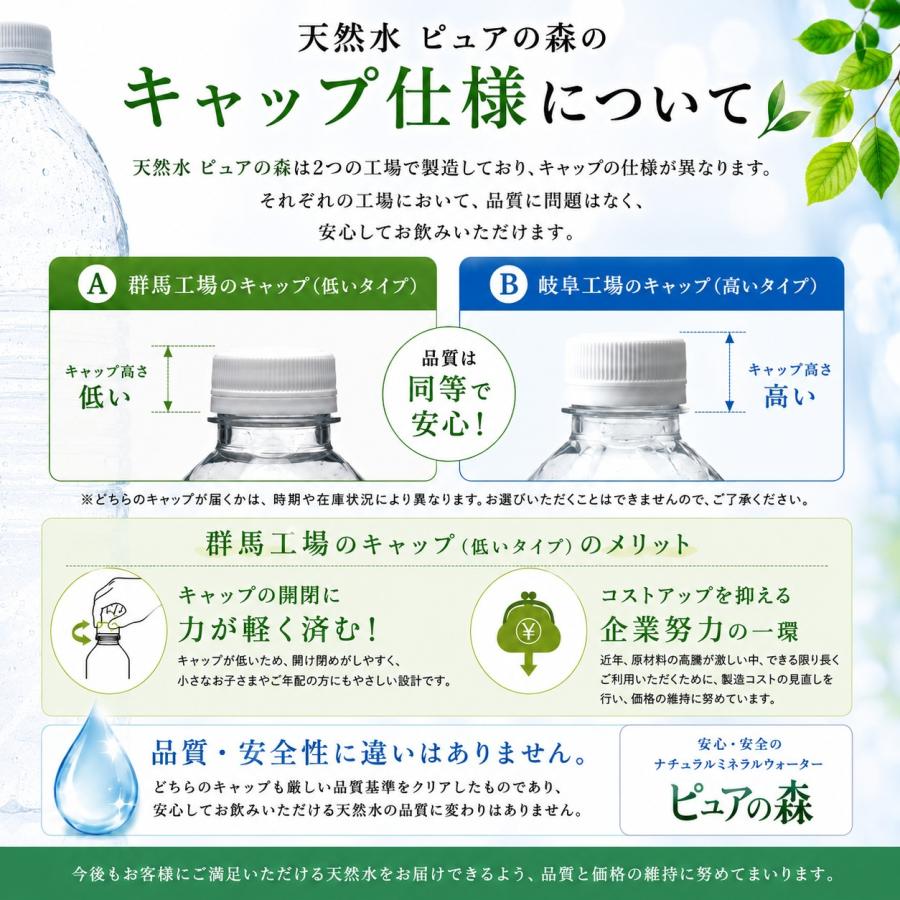 送料無料 国産 ミネラルウォーター ピュアの森 500ml 24本 天然水 軟水