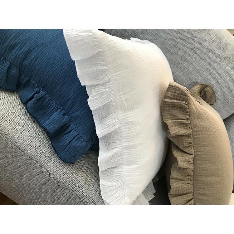 クッションカバー フリル 綿100％ Wガーゼ 洗える クッションカバー 45×45cm 無地 11色 背当て クッション　カバー おしゃれ 北欧 かわいい |  | 04